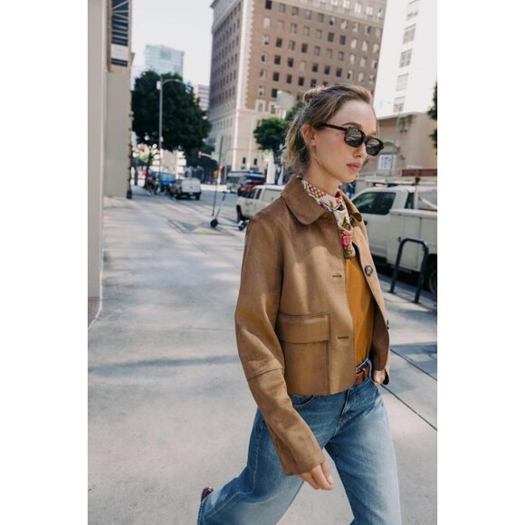 ZARA FAUX SUEDE CROPPED JACKET - Picture 2 of 9